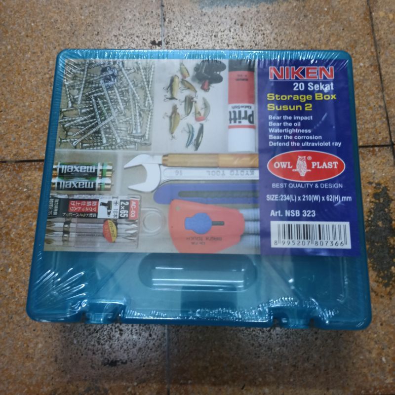 NSB-323 SS/2 OWL PLAST Niken Sparate 20 Sekat NSB-323 Susun 2 Kotak Perkakas Box Spare Part