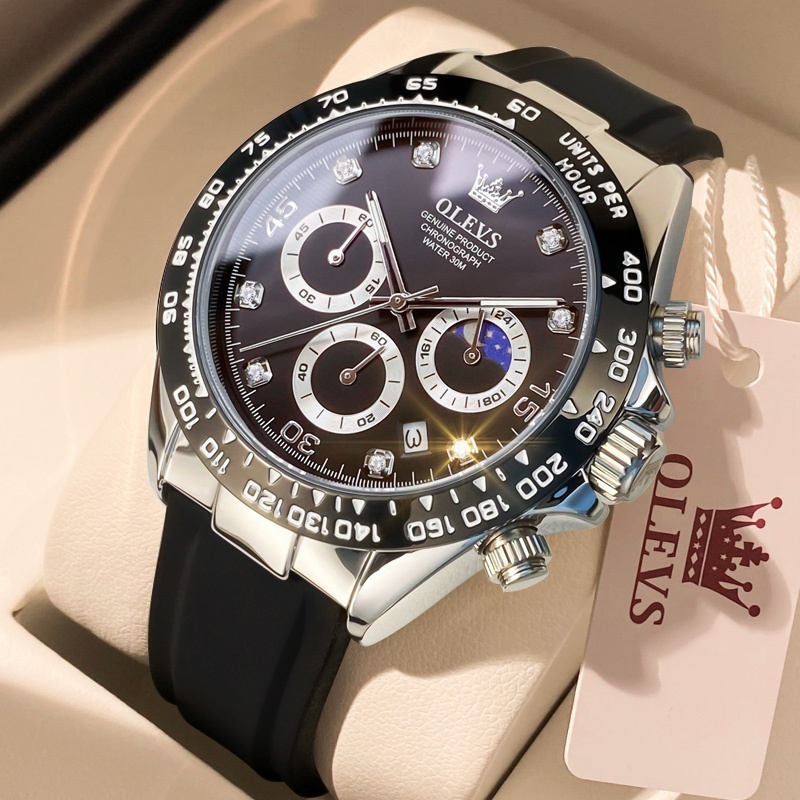 OLEVS Jam Tangan Pria Anti Air Original Keren Luxury Chronograph Watch Men Multifungsi Terbaru Mewah