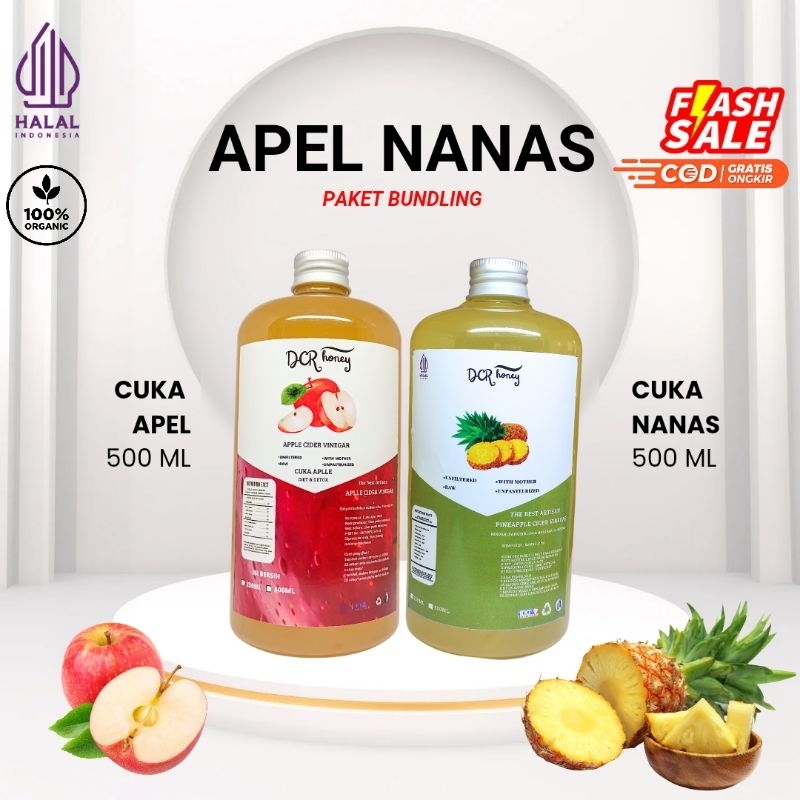 

Paket Diet & Glow Cuka Apel 500ml - Cuka Nanas 500ml Diet Sehat Cuka Original Asli DCR Honey