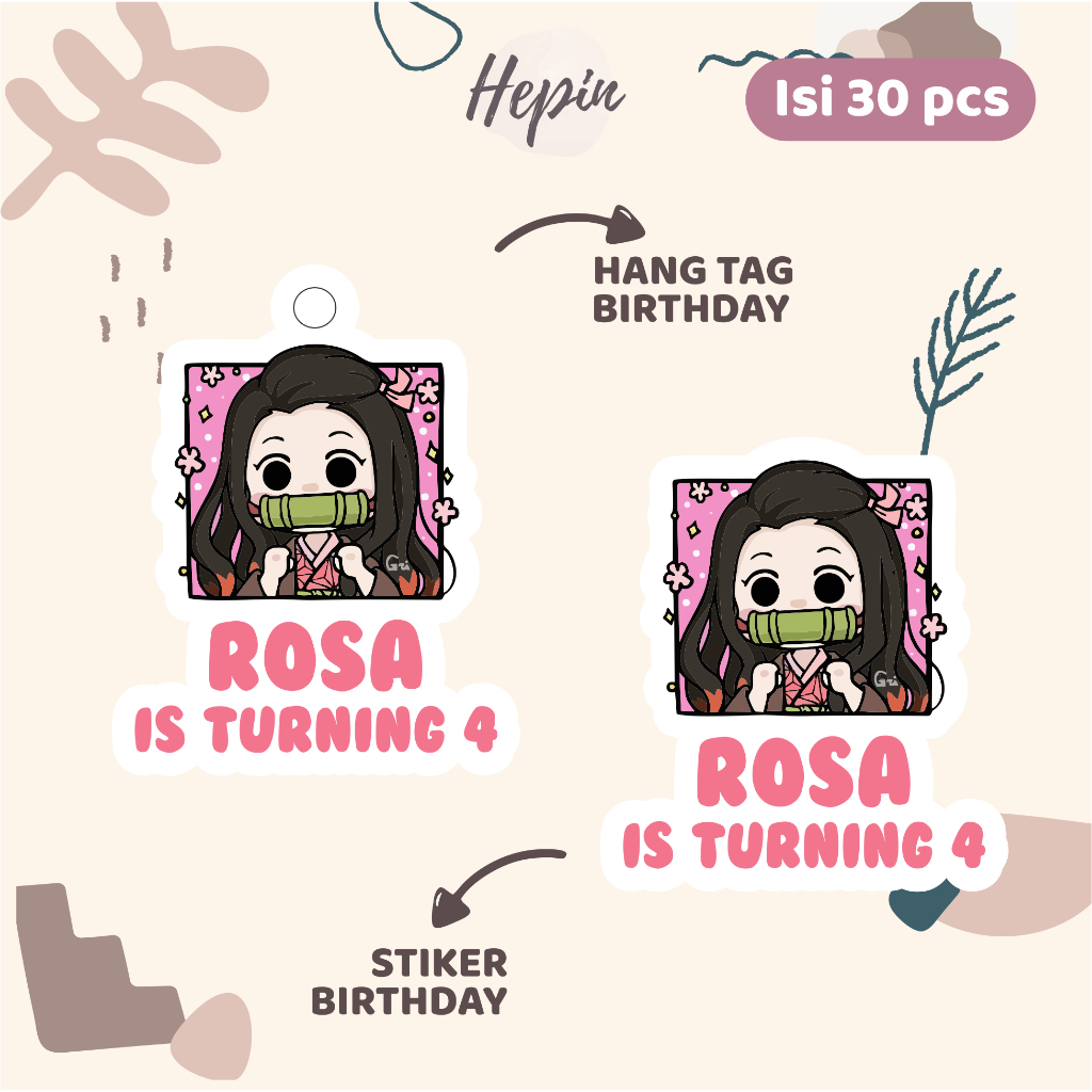 

(30pcs) cetak Hang tag ulang tahun & stiker ulang tahun edisi Window Anime DEMON SLAYER /label tag ulang tahun murah/hang tag ulang tahun/tag souvenir ulang tahun/stiker nama ualang tahun/diecut stiker&t ag