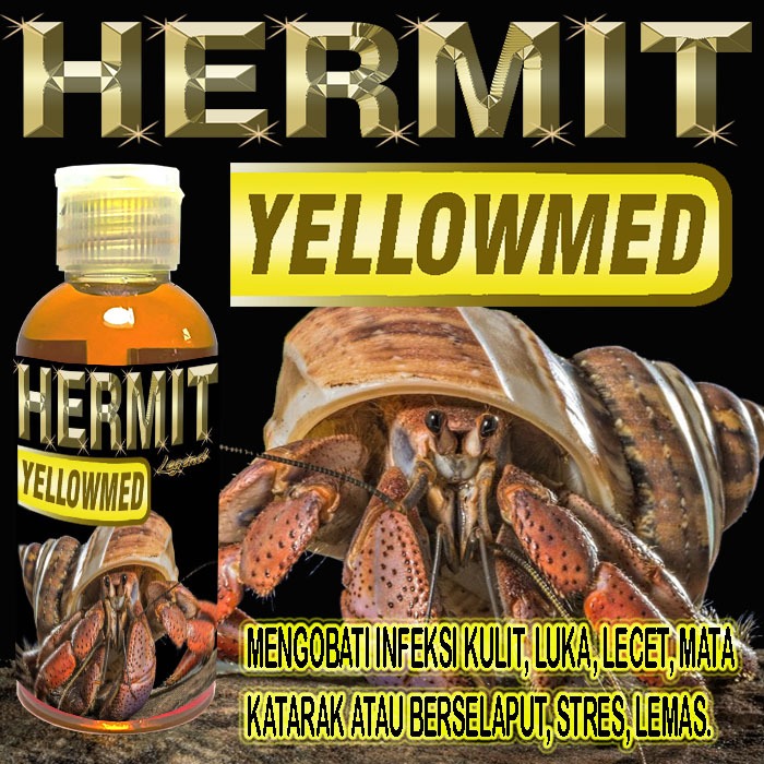 HERMIT YELLOWMED OBAT HEWAN KELOMANG PANTAI KEONG HERMITCRAB INFEKSI KULIT LECET LUKA MECEGAH STRESS