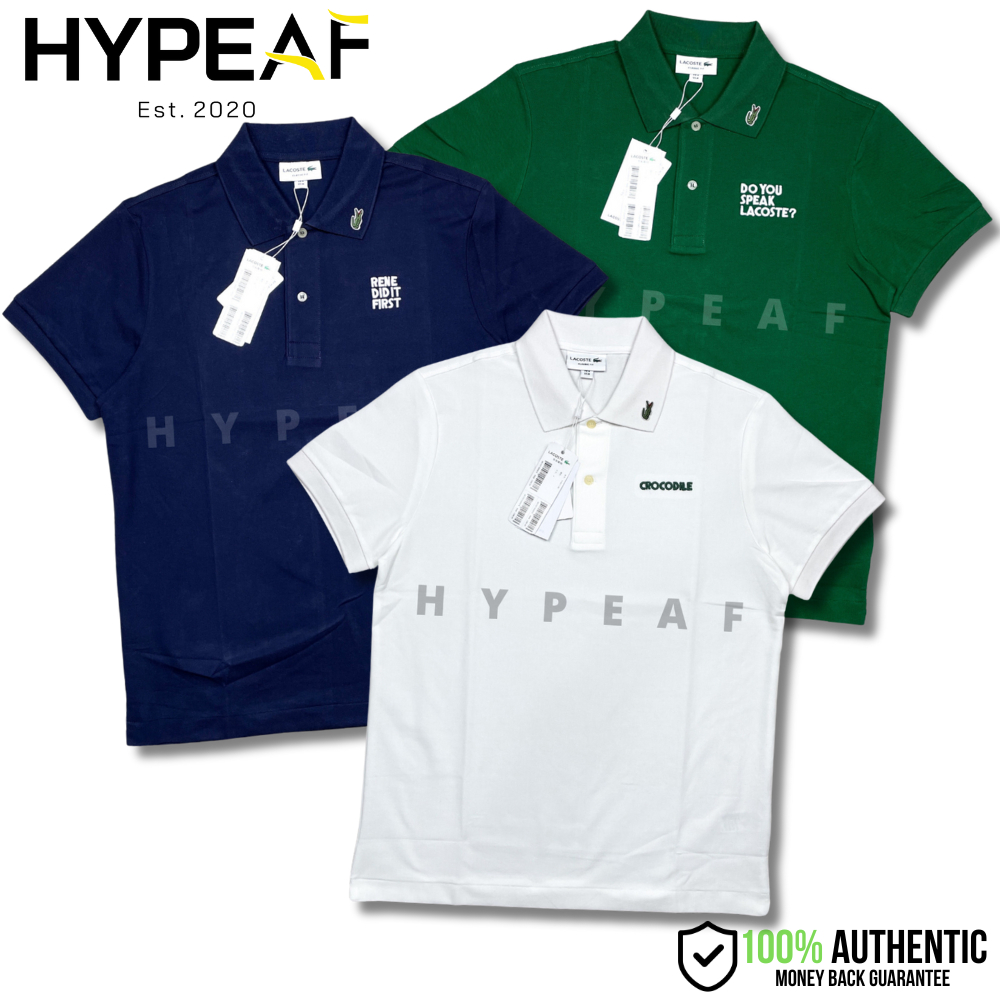 LACOSTE Men's Embroidered Slogan Polo Shirt [100% Authentic]