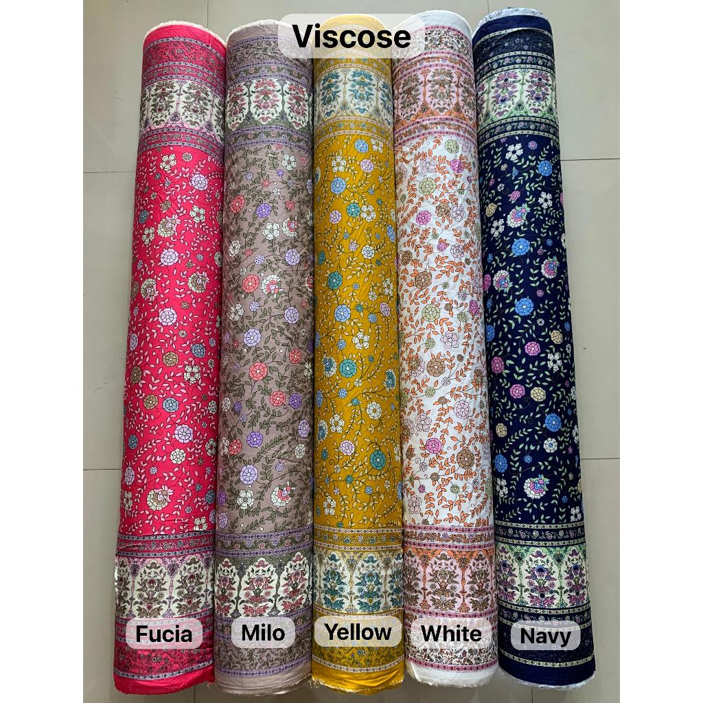 BISA COD // ECER KAIN METERAN // HARGA PER 0,5M // RAYON VISCOSE // MOTIF TRIBAL POLKADOT DAISY ZEBR