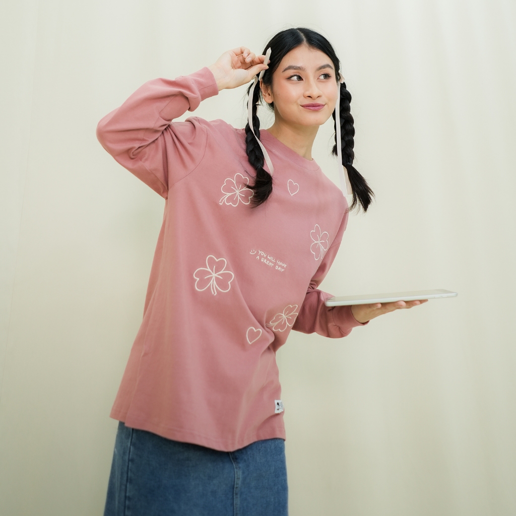 ANSSY - Megumi Long Sleeve Tshirt Dusty Rose - Kaos Lengan Panjang Wanita