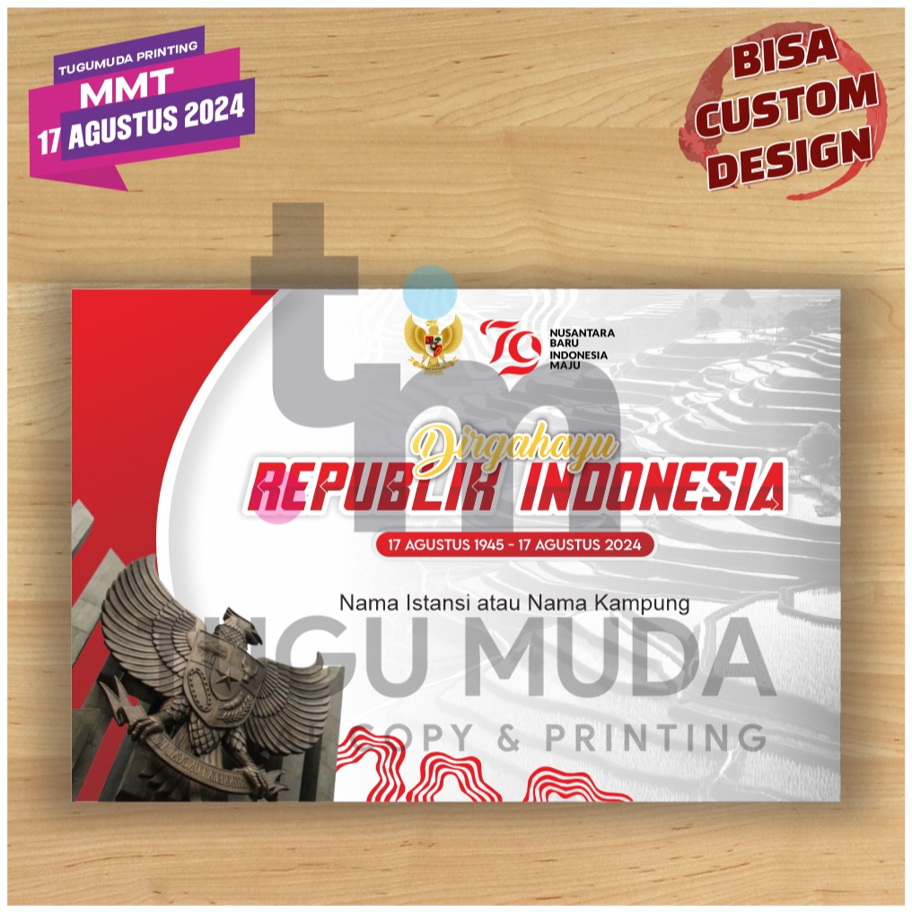 Cetak Spanduk|Banner|MMT - DIRGAHAYU HUT RI - MERAH PUTIH - INDONESIA MERDEKA - 17 AGUSTUS