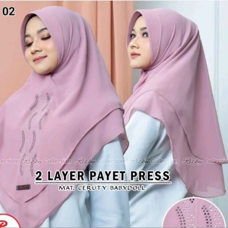 Khimar Payet ceruty 2 layer UK L