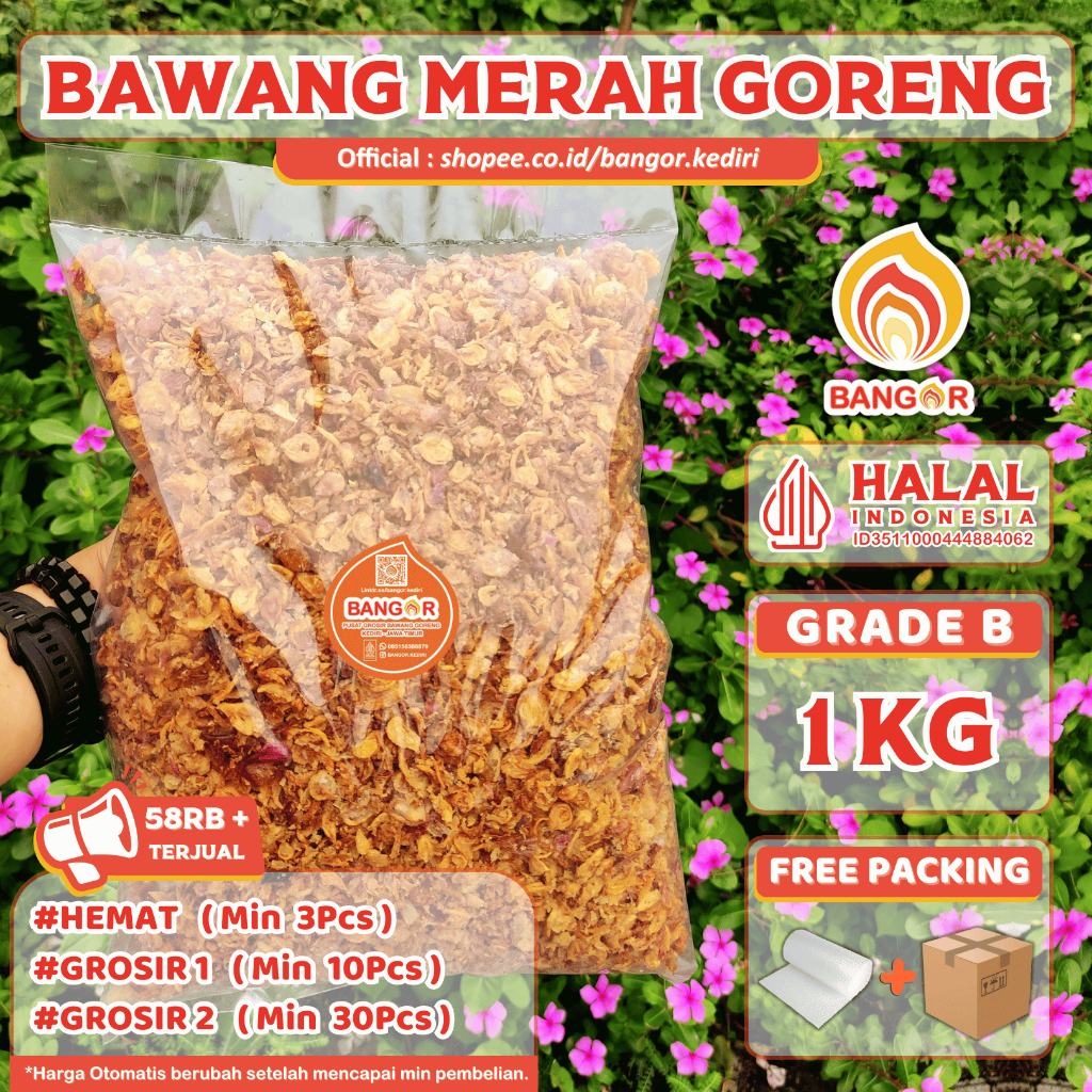 

MERAH-B [ 1 Kg ] Bawang Merah Goreng / Brambang Goreng, Grade B, Refill