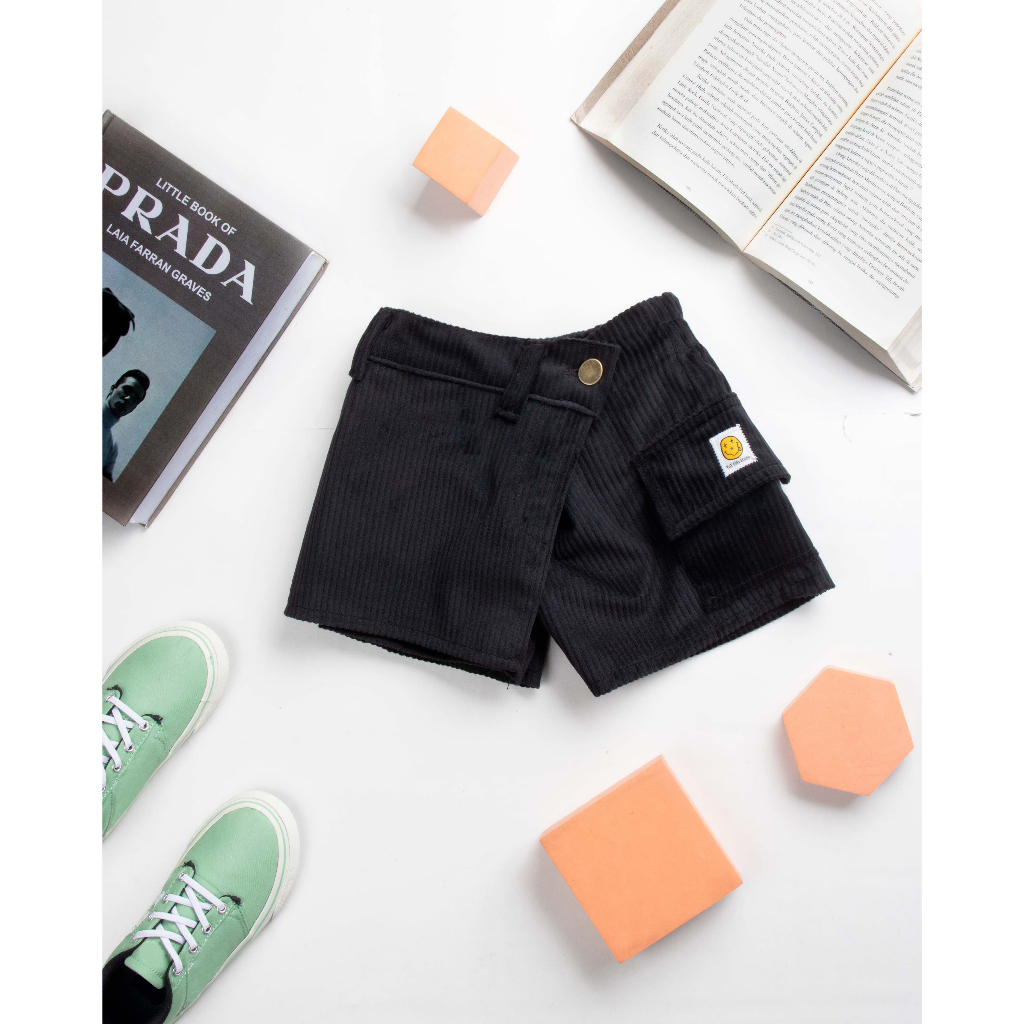 TNT KIDS - Celana Rok Pendek Anak Corduroy Hitam