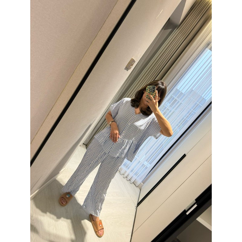 Deluna - Setelan Piyama Peplum Celana Panjang Rayon Premium