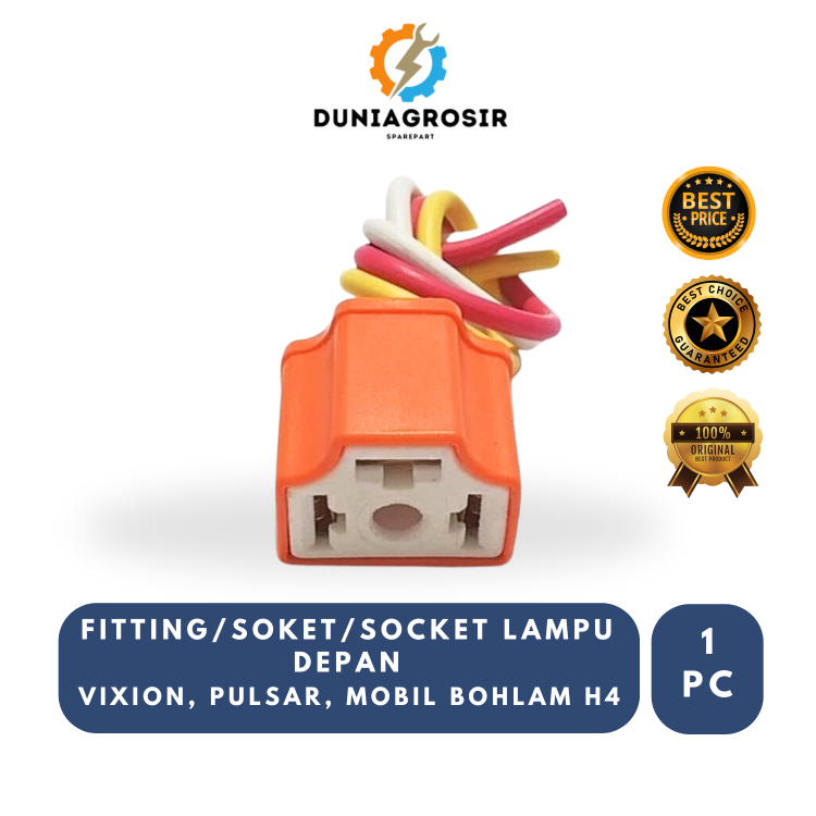FITTING LAMPU DEPAN H4 /SOKET LAMPU DEPAN H4/SOCKET LAMPU DEPAN DEPAN VIXION, PULSAR, MOBIL  BOHLAM 