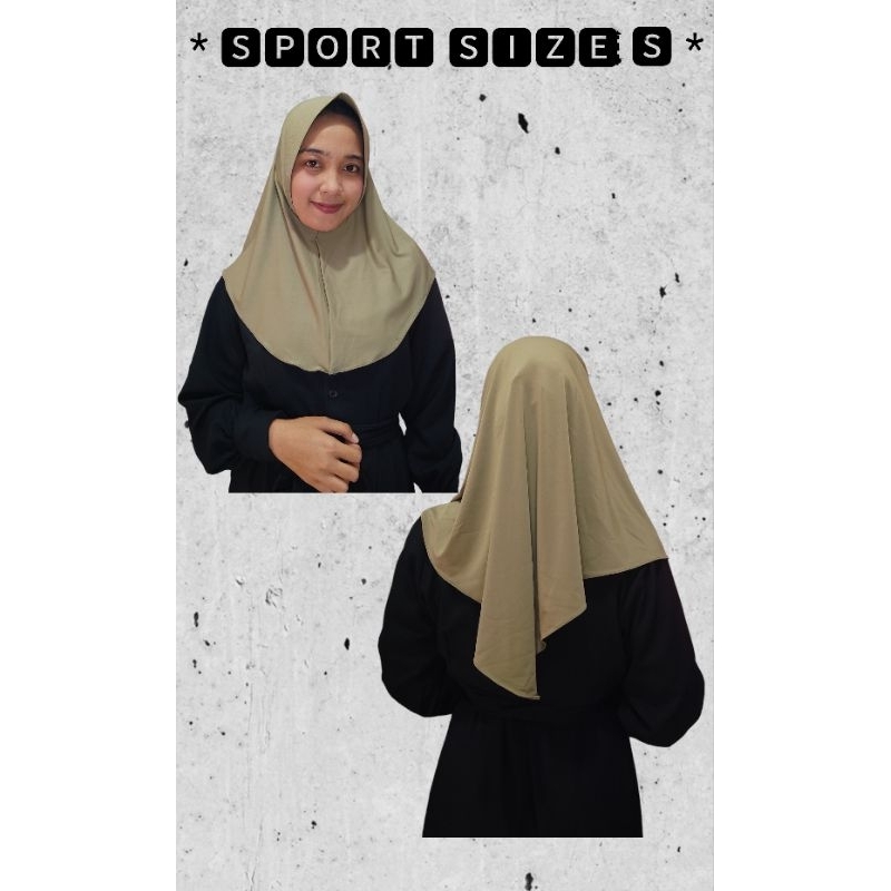 Sport Size S ( sedada orang dewasa) |Hijab Jersey|Hijab sekolah| Hijab Jer hyget| Pet Antem| Jilbab 