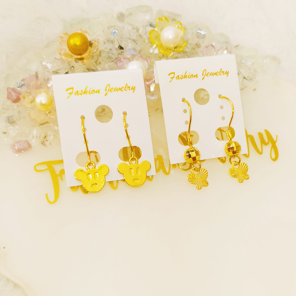 ANTING MICKEY MOUSE KUPU KUPU BERLAPIS EMAS MURNI ASLI 99% PERMUKAAN PERHIASAN LEBIH AWET & TAHAN LA