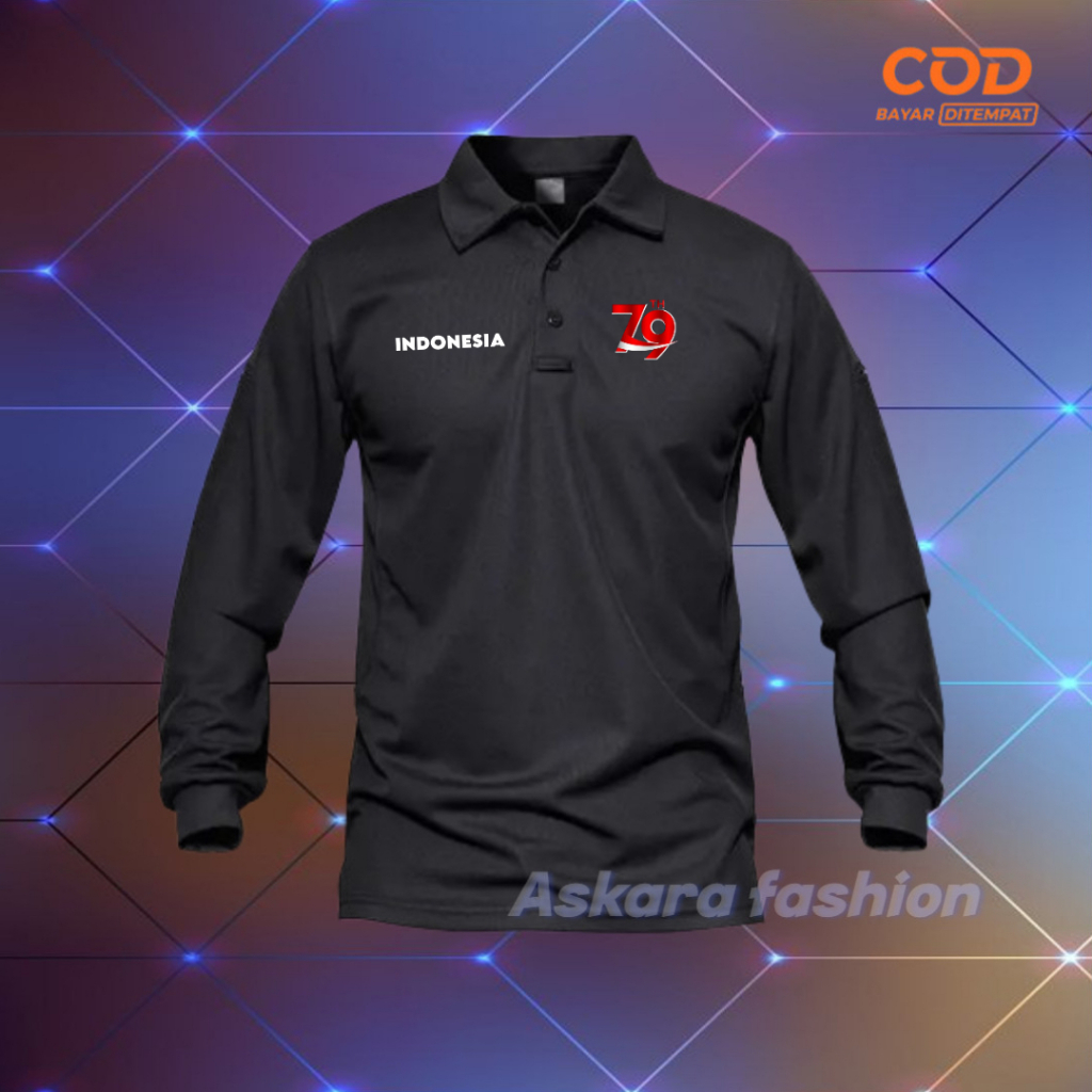 Kaos Polo T-Shirt Lengan Panjang edisi kemerdekaan indonesia yang ke-79 Terkeren Pria & Wanita Baju 