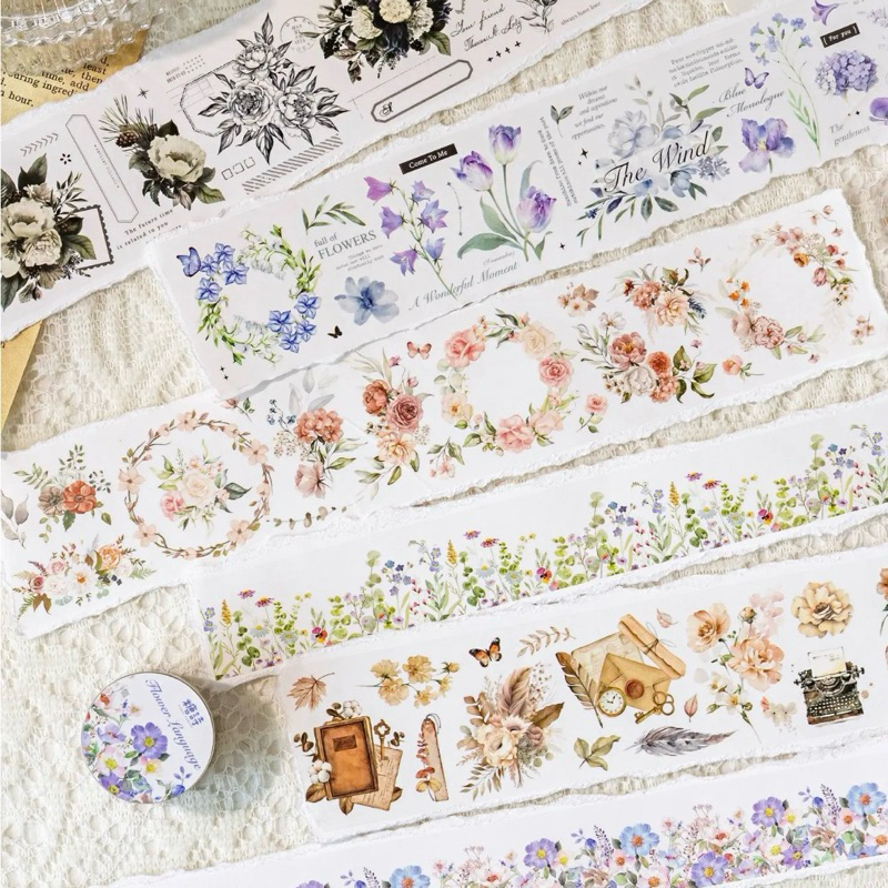 

2M/Roll PET Tape Flower Story Series Material Decoration Sticker Journal Scrapbook DIY Stiker Jurnal Kit
