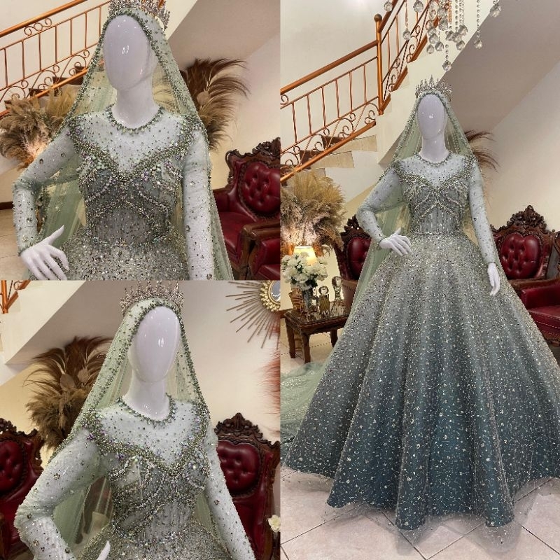 gaun pengantin // gaun pengantin gradasi luxury // gaun pengantin mewah elegan