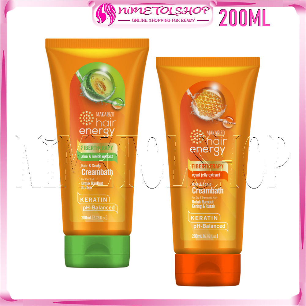 MAKARIZO Hair Energy Creambath 200ml Fibertherapy Hair & Scalp Keratin Perawatan Rambut Kering Rusak