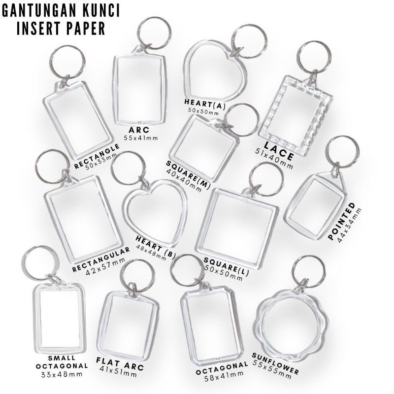 Gantungan Kunci Insert Paper | Bahan Gantungan Kunci Akrilik Insert Paper | Gantungan Kunci Masukkan