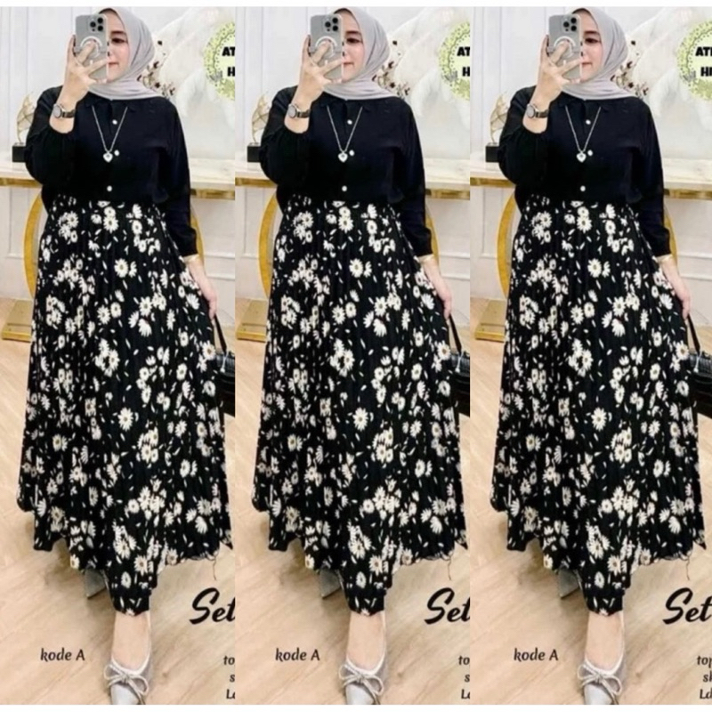 Penawaran Terbatas NEW SET MINETA RAYON MIX CRINKLE // SET ROK MOTIF RAYON MIX CRINKLE // SETELAN