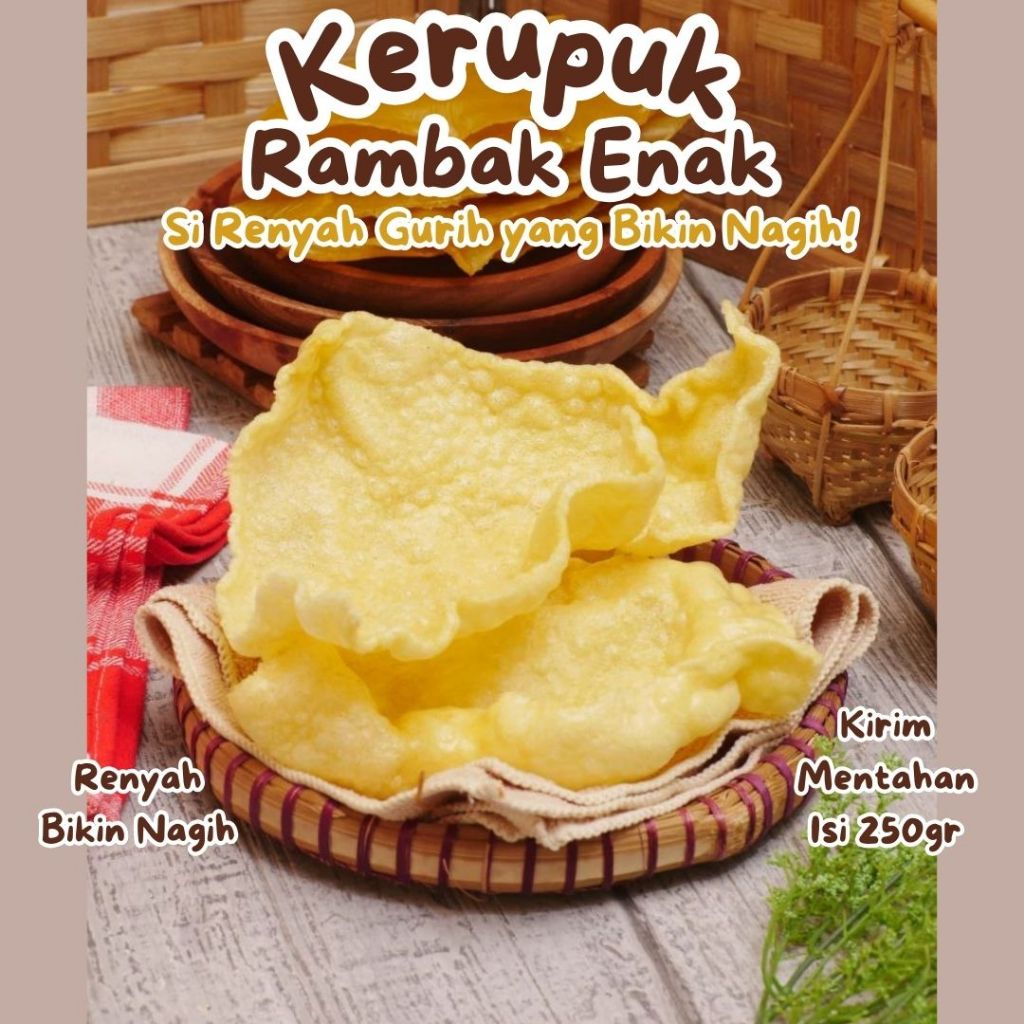 

Kerupuk Mentah Rambak Renyah Gurih Bikin Nagih Kemasan 250 gr Segitiga Original Asli Blora