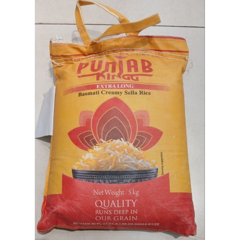 

Beras India PUNJAB King Extra Long Basmati Creamy Sella Rice Beras Basmati 5 kg - HK