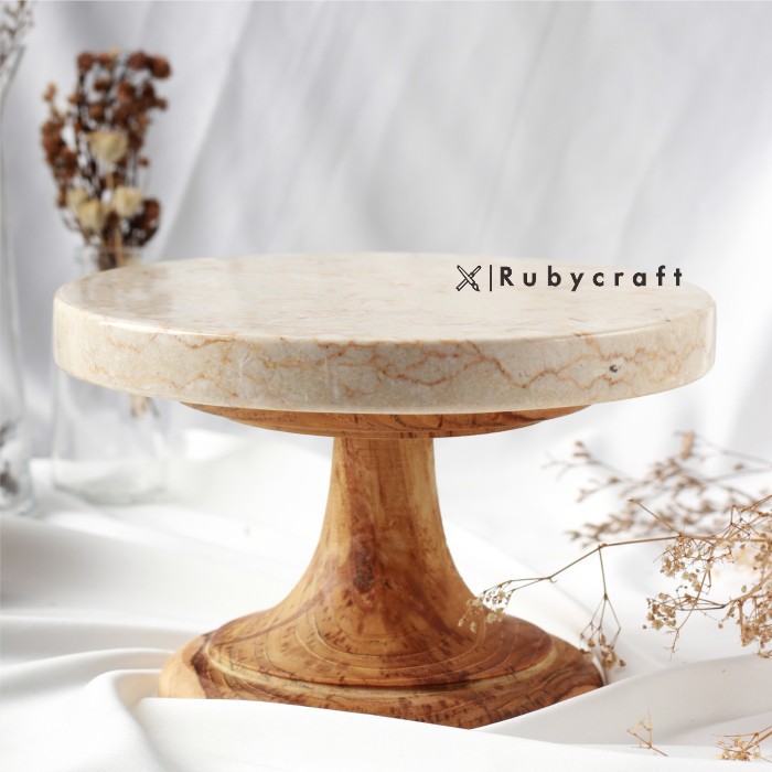 Cake Stand Set Cream Marble Local Photo Props Marble D 20 Meja Putar Dekorasi Kue Tatakan Kue Ulang 