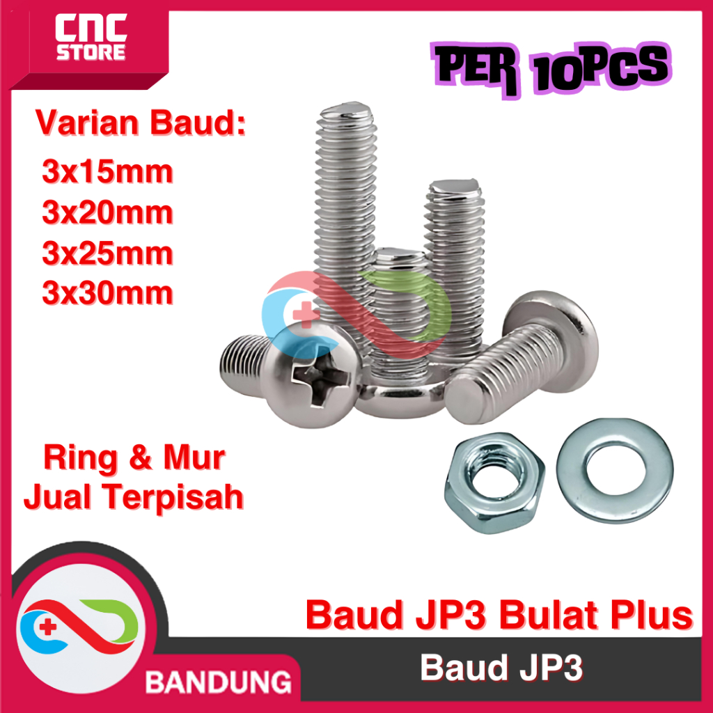 10Pcs BAUT BAUD RING MUR JP3 M3 M3x15 M3x20 M3x25 M3x30