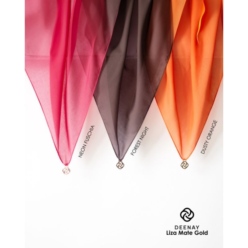 Hijab Segiempat Polos Deenay Liza Matte Gold Neon Fuschia||Forest night||Dusty Orange