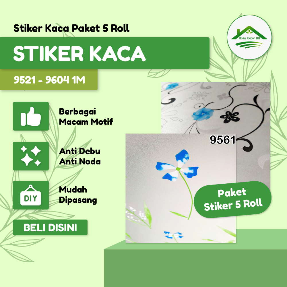 Home Decor88 Official Shop PAKET 5 ROLL Stiker Kaca Part 2 45Cm X 1Meter Wallpaper stiker kaca Jende