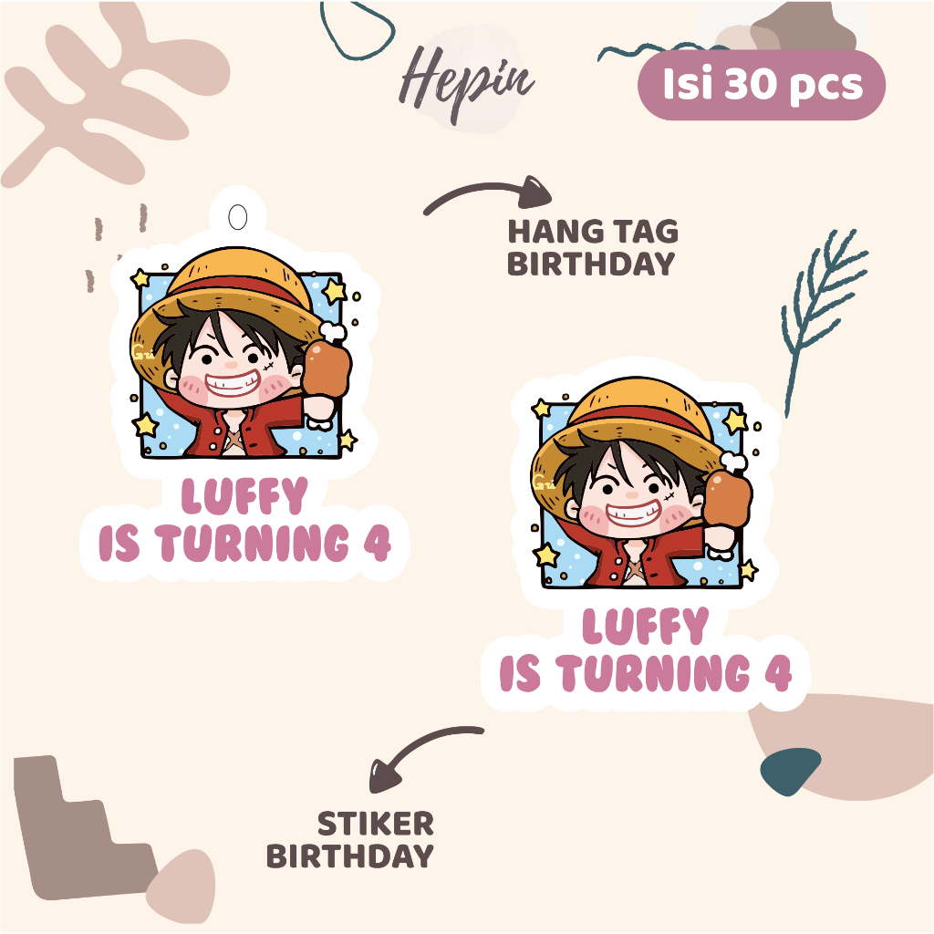 

(30pcs) cetak Hang tag ulang tahun & stiker ulang tahun edisi Window Anime ONE PIECE /label tag ulang tahun murah/hang tag ulang tahun/tag souvenir ulang tahun/stiker nama ualang tahun/diecut stiker&t ag