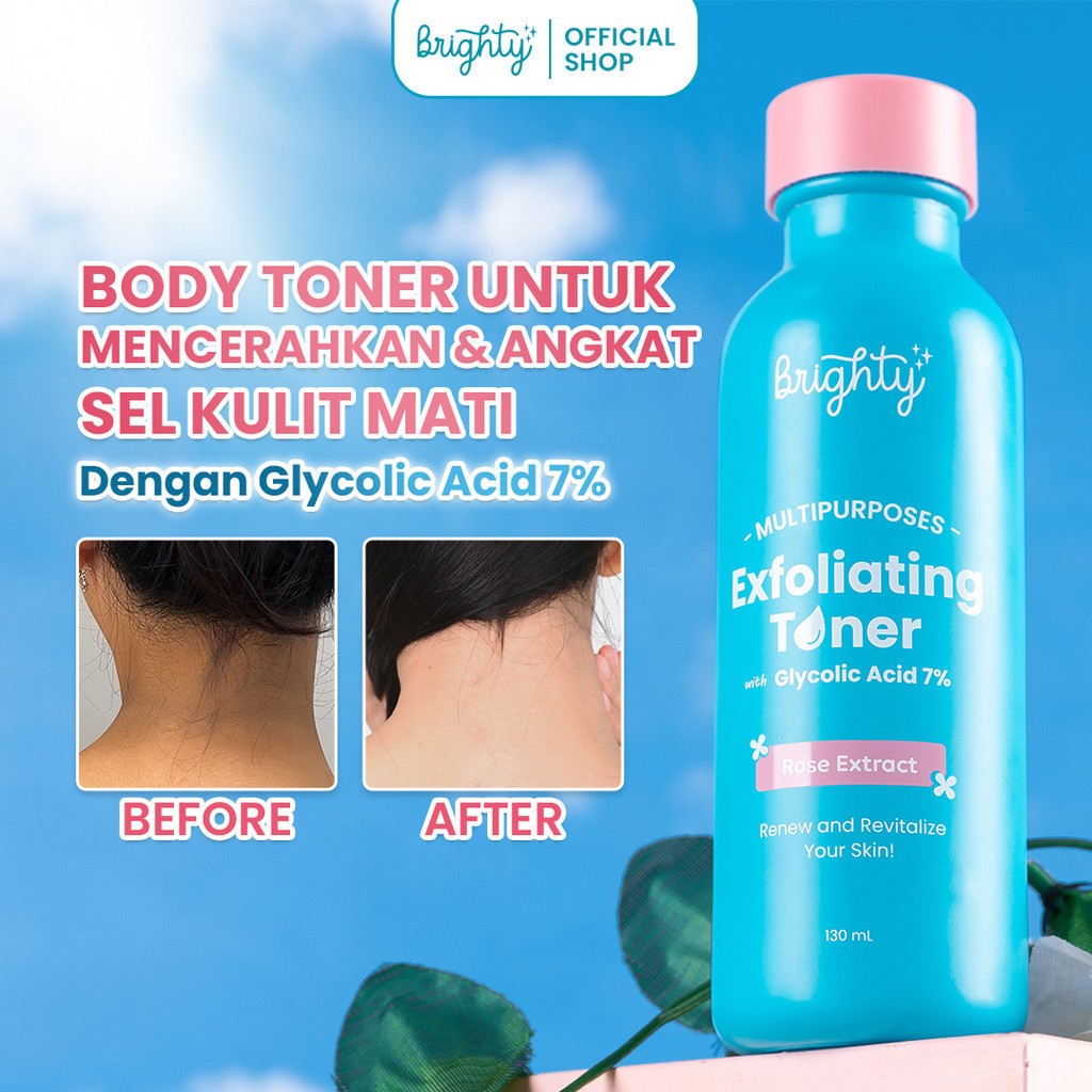 Brighty Multipurpose Exfoliating Toner Pemutih badan pencerah badan pencerah ketiak pemutih leher pe