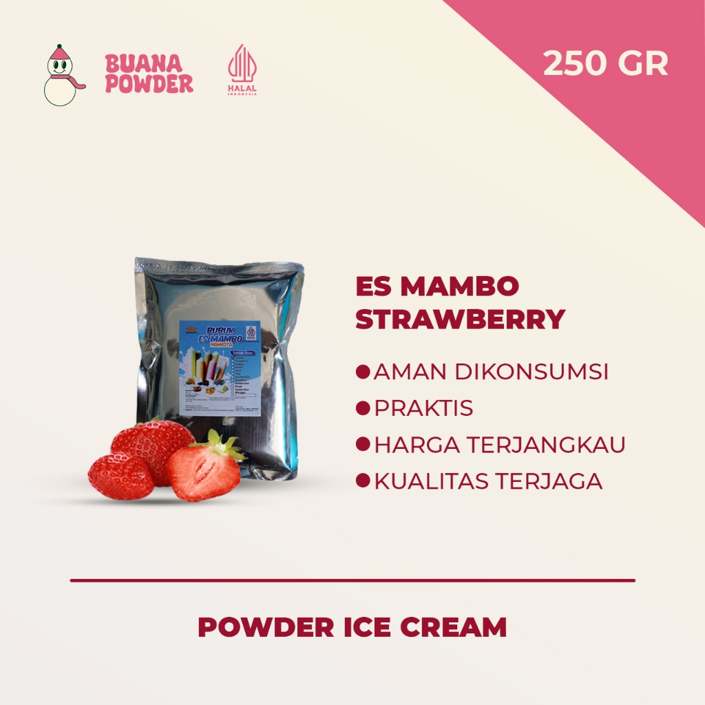 

BUANAPOWDER - BUBUK ES MAMBO STRAWBERRY / ES LILIN MAHKOTA 250 gr