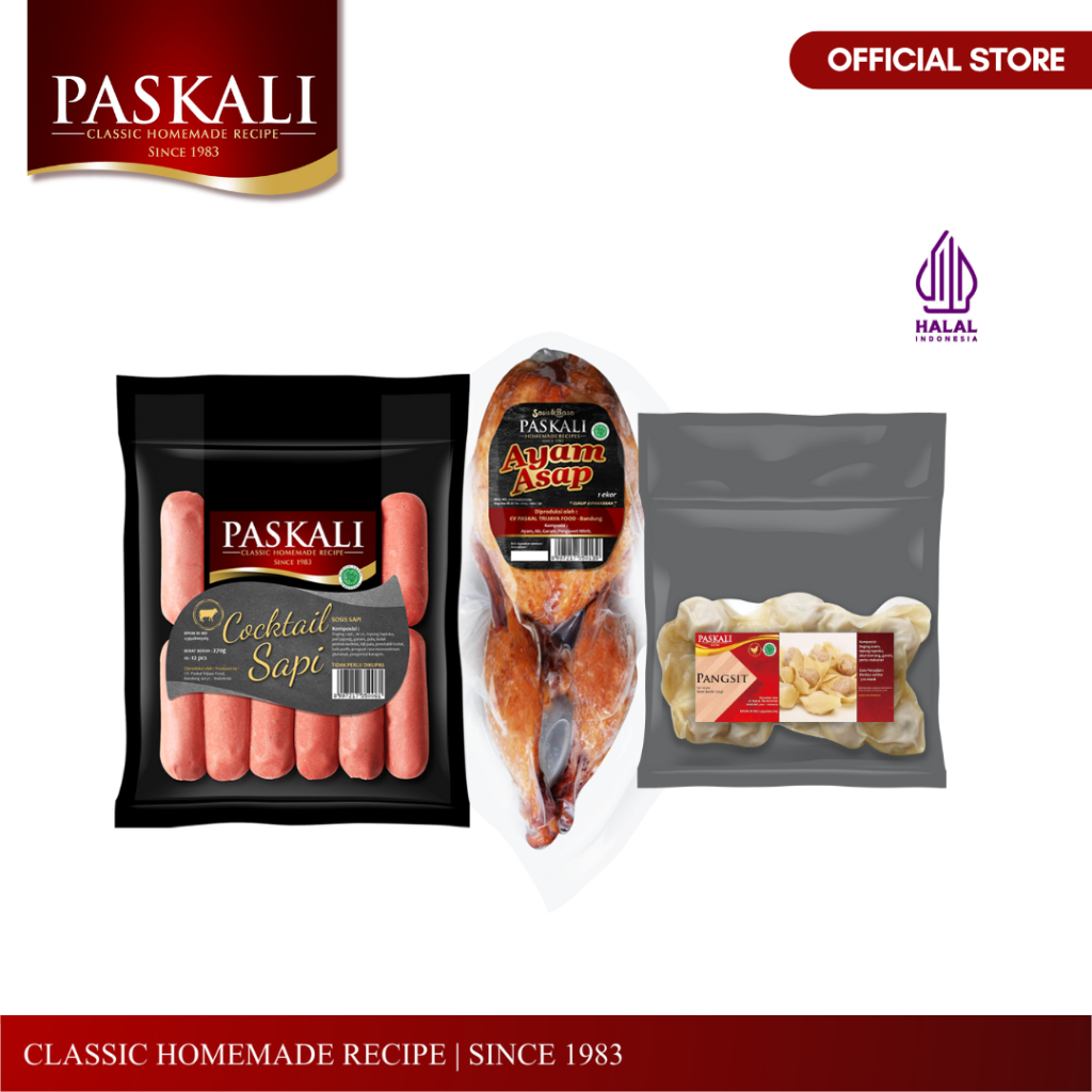 

Paskali Pack - Ayam Asap 1 ekor, Cocktail Sapi 12 pcs, Bratwurst Original