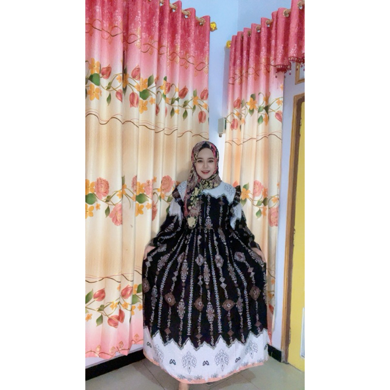 dress anjani rempel bahu rayon diamond/gamis rempel rayon diamond
