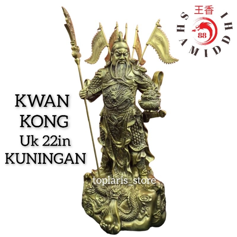 Patung Kwan Kong Kuningan 22in