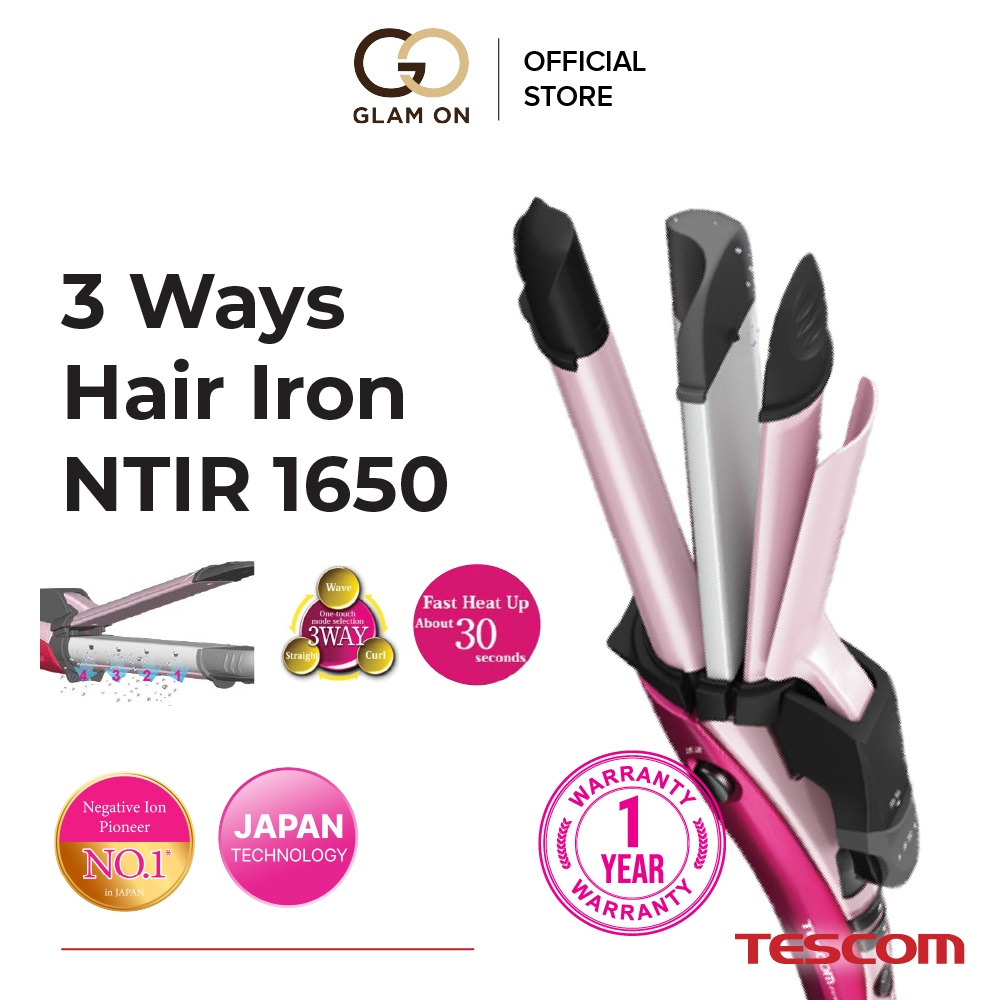 Tescom Catokan Pengeriting Rambut 3 ways Hair Iron NTIR1650