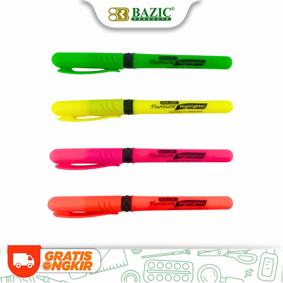 

Bazic Pen Style Fluorescent Highlighters w/ Cushion Grip (Satuan)