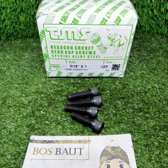 Baut L Socket Head Baja UNC 12.9 - 5/16X1 Hitam