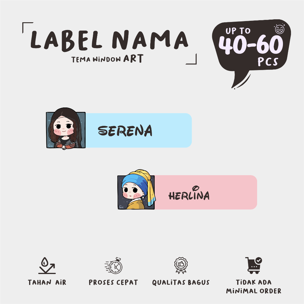 

(40 - 60 pcs) cetak stiker nama murah tema Window ART/stiker lukisan lucu /murah/lucu/custom nama stiker label/murah
