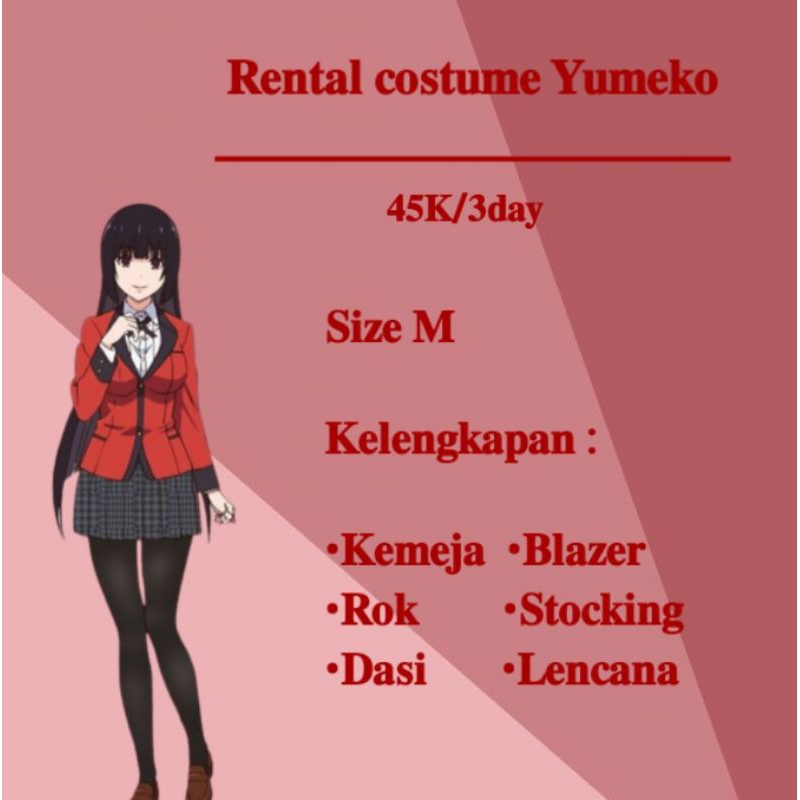 Rental costum cosplay kakegurui rental cosplay yumeko jabami
