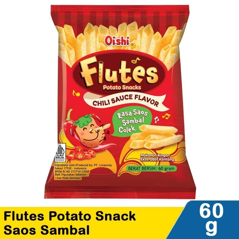 

SNACK CEMILAN OISHI FLUTES KENTANG STIK KENTANG SAUS SAMBAL 60 GRAM