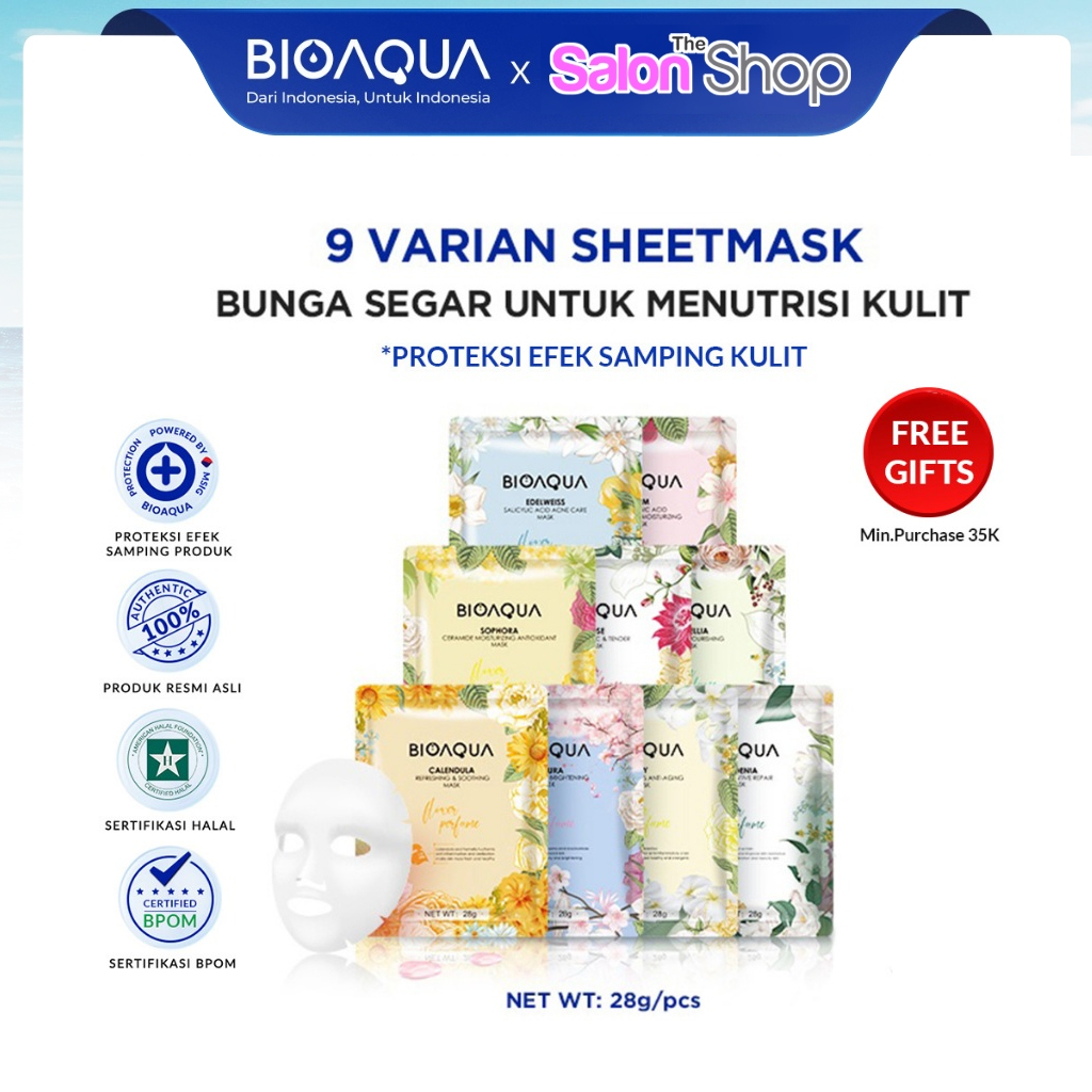 BIOAQUA Sheet Mask | Masker Wajah Melembabkan Mencerahkan Anti Jerawat | gdlb01