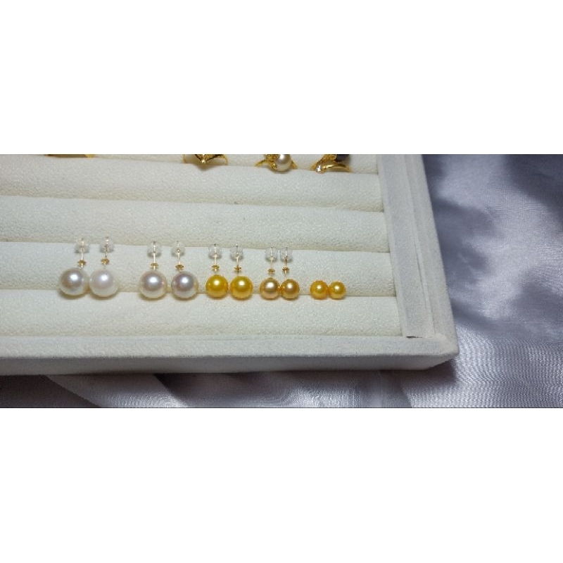 Giwang tusuk emas 22 k mutiara Laut asli Lombok