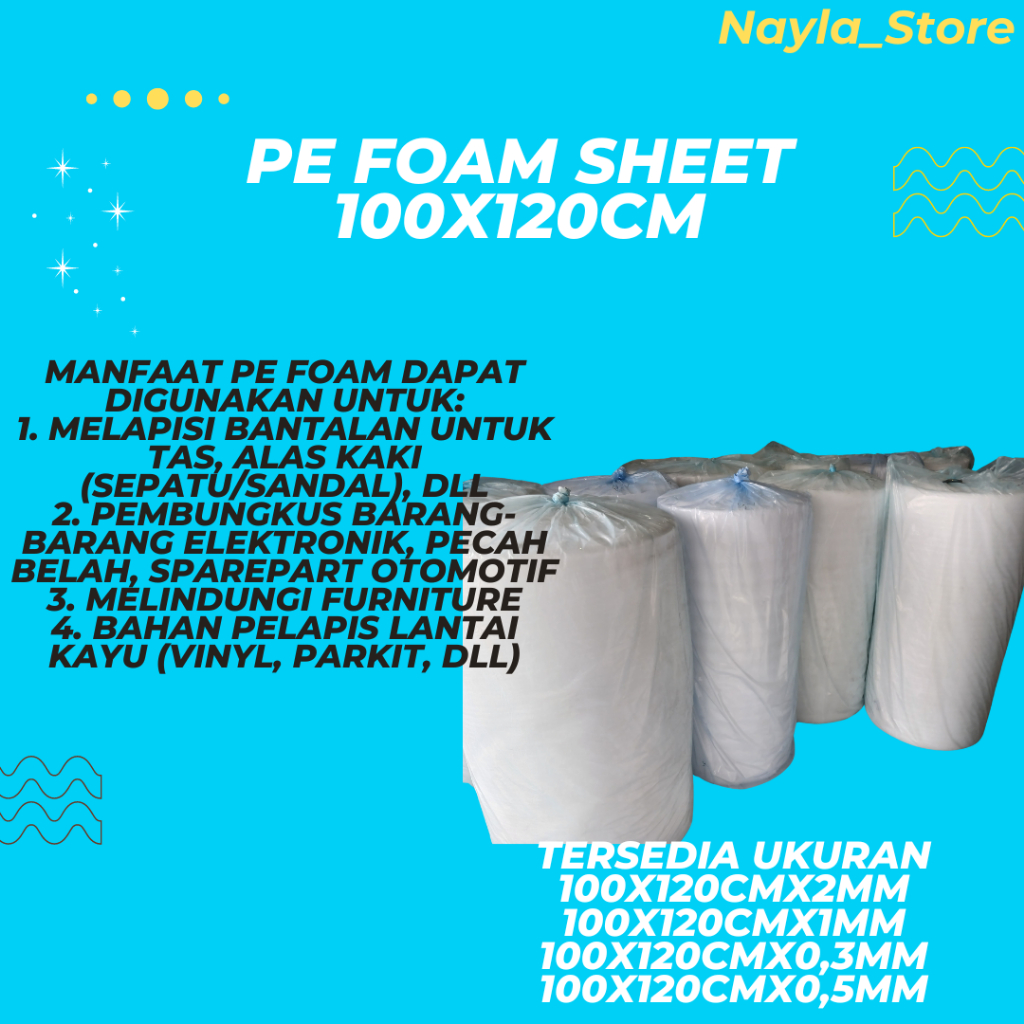 Busa Packing PE Foam Sheet 0,5m,1mm,0,3MM, 2mm x 120cm x 100cm Parket, Lapisan Tas, Wrapping