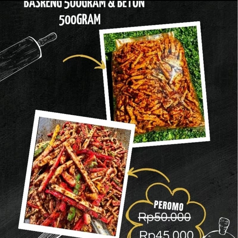 

paket hemat 1kg basreng & beton campur (pedas 500gr) / crown snack.id