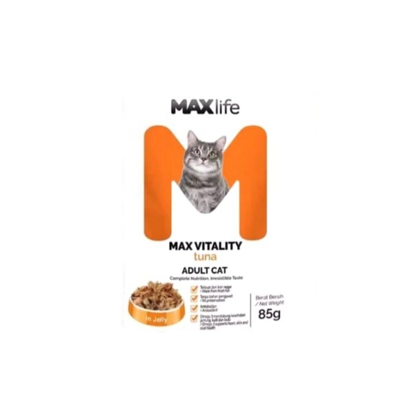 MAX LIFE POUCH 85GRAM Tuna Adult All Stage Sarden Wet Cat Food Basah Makanan Max Live MAXLIFE