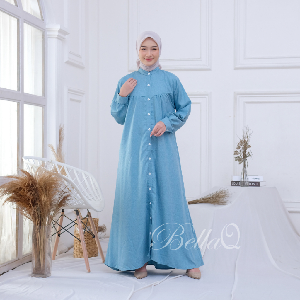 Dress Aisha Katun Madina Murah Kekinian / Dress Katun Madina / Gamis Katun Madina Mewah Busui Freind