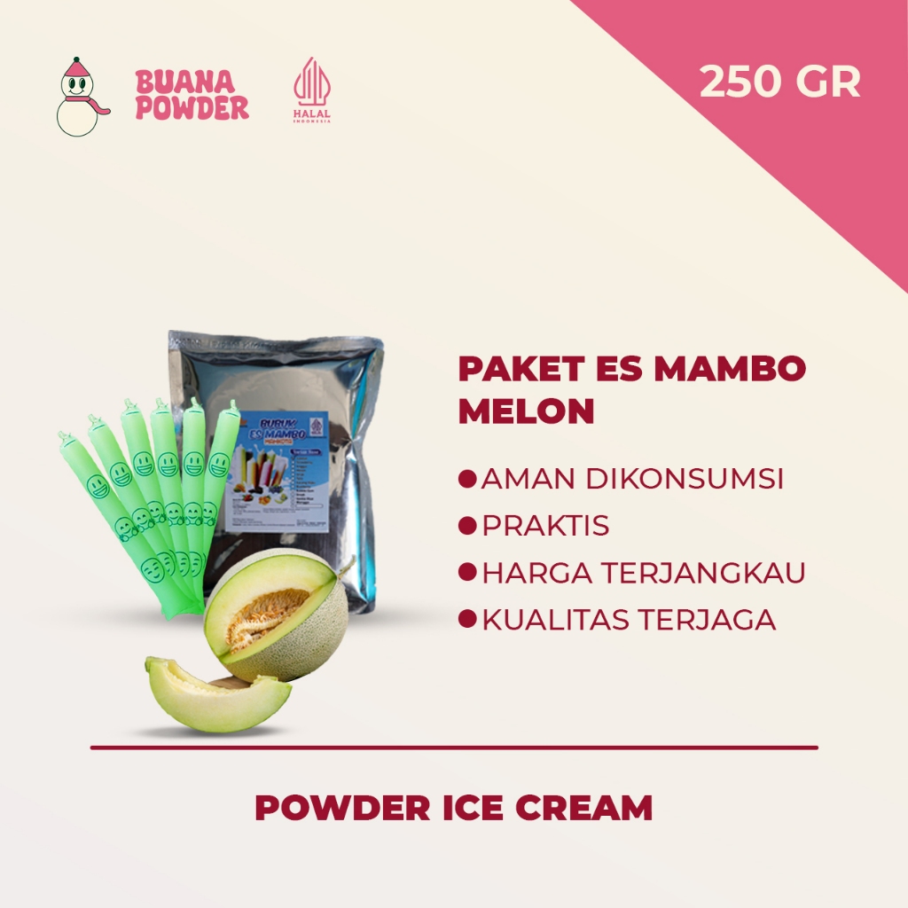 

BUANAPOWDER - PAKET BUBUK ES MAMBO MELON / ES LILIN MAHKOTA 250 gr