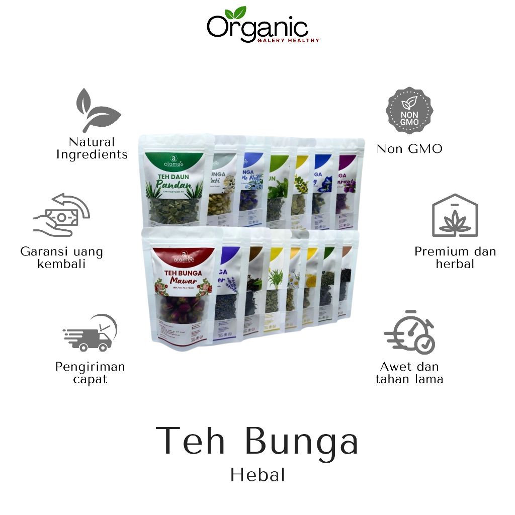 

Teh Bunga Earl Grey Black Tea Green Tea Daun Pandan Lavender Globe Amarant Chamomile Mawar Rose Bunga Tea Bag All Varian Flower Healthy