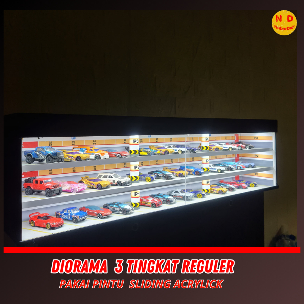 Diorama Parkiran Mobil Hot Wheels / Diecast / Rak Hotwheels / Box Display/Parkir basement 3 Dan 5 Ti