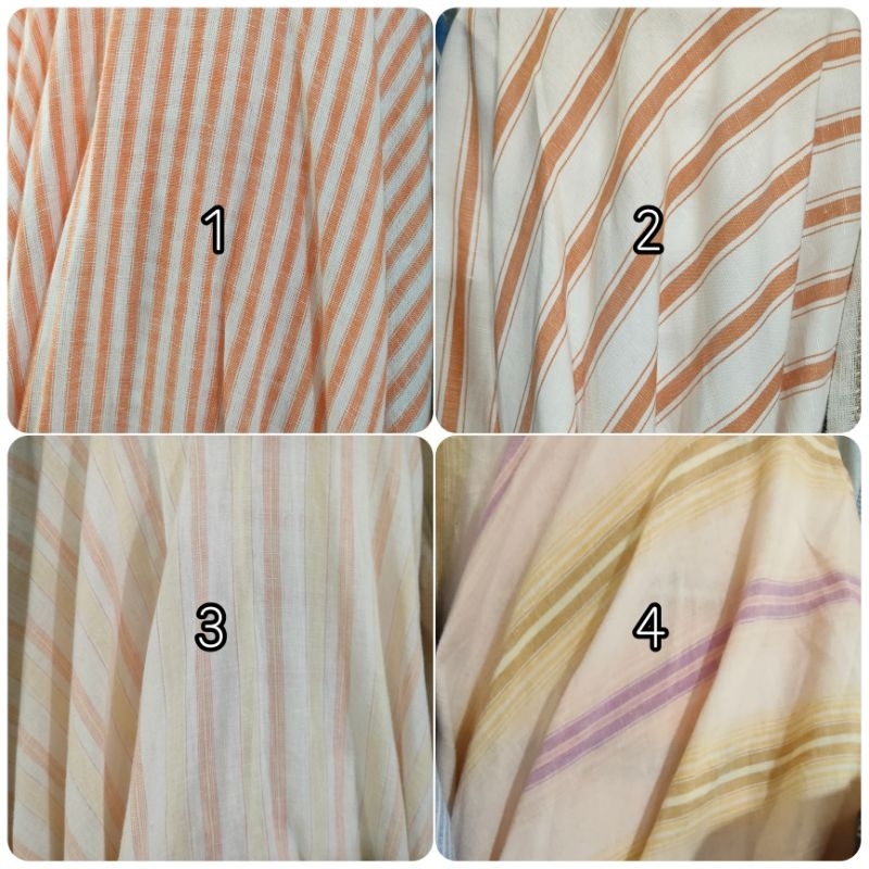 ✅kain linen Bangkok motif salur - bahan katun serat linen motif garis - cotton linen strip